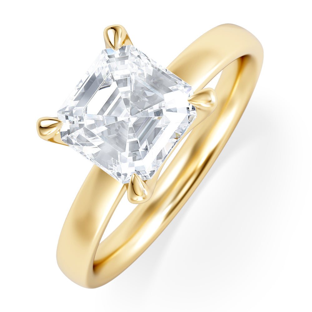 Origin 2.00ct Asscher Cut Lab Diamond Solitaire Engagement Ring in 18K Yellow Gold