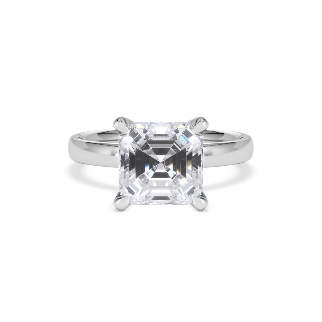 Origin 3.00ct Asscher Cut Lab Diamond Solitaire Engagement Ring in 18K White Gold