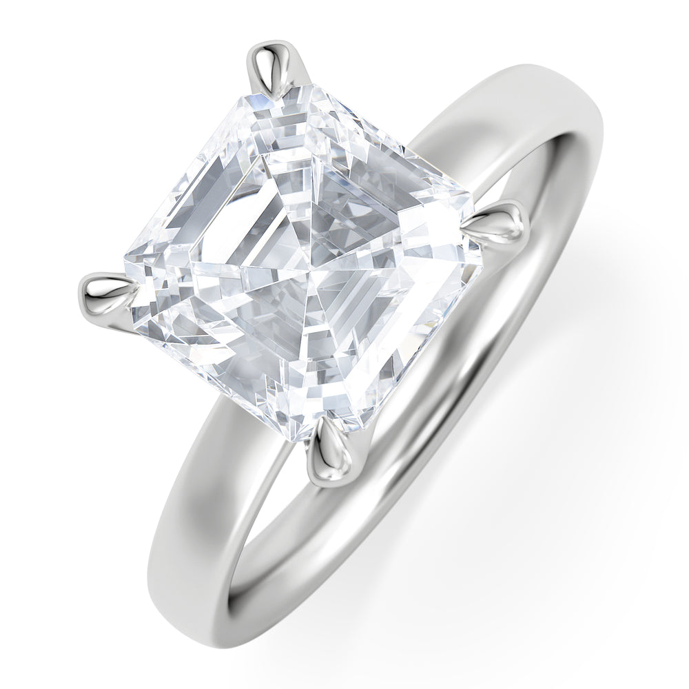 Origin 3.00ct Asscher Cut Lab Diamond Solitaire Engagement Ring in 18K White Gold