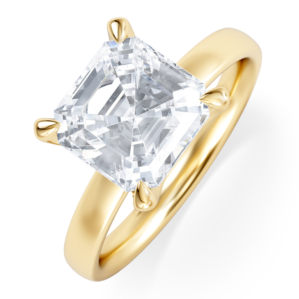 Origin 3.00ct Asscher Cut Lab Diamond Solitaire Engagement Ring in 18K Yellow Gold