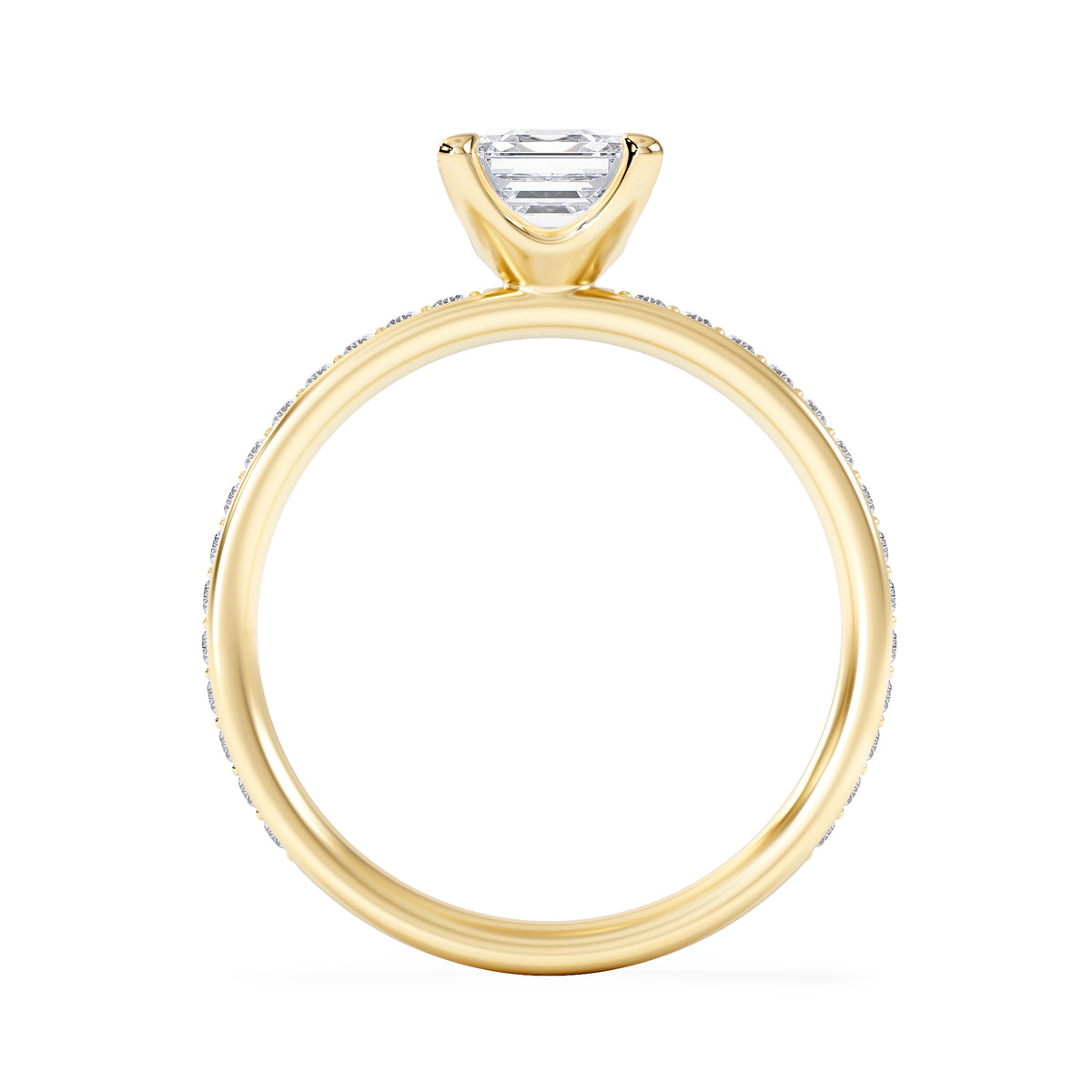 Origin 1.25ct Asscher Cut Lab Diamond Solitaire Engagement Ring with Side Stones in 18K Yellow Gold