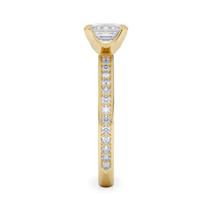 Origin 1.25ct Asscher Cut Lab Diamond Solitaire Engagement Ring with Side Stones in 18K Yellow Gold