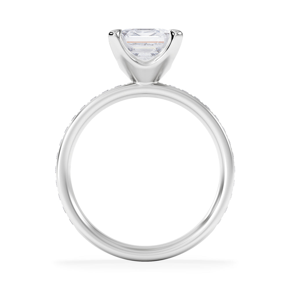 Origin 2.25ct Asscher Cut Lab Diamond Solitaire Engagement Ring with Side Stones in 18K White Gold