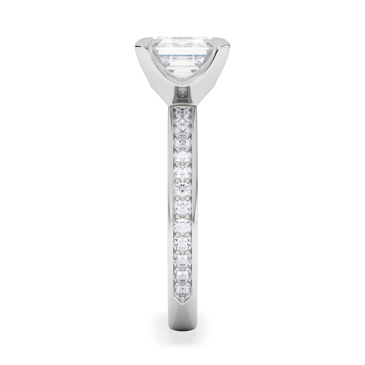 Origin 2.25ct Asscher Cut Lab Diamond Solitaire Engagement Ring with Side Stones in 18K White Gold