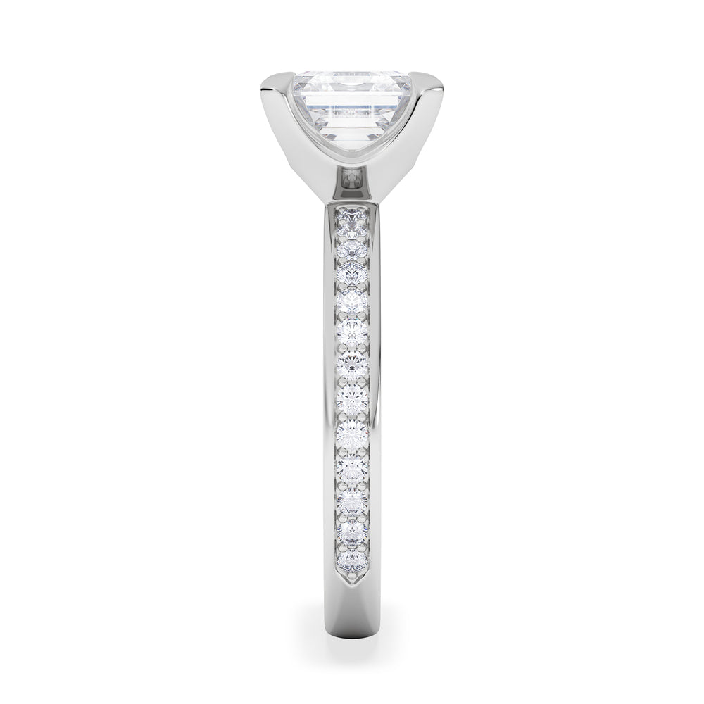 Origin 2.25ct Asscher Cut Lab Diamond Solitaire Engagement Ring with Side Stones in Platinum