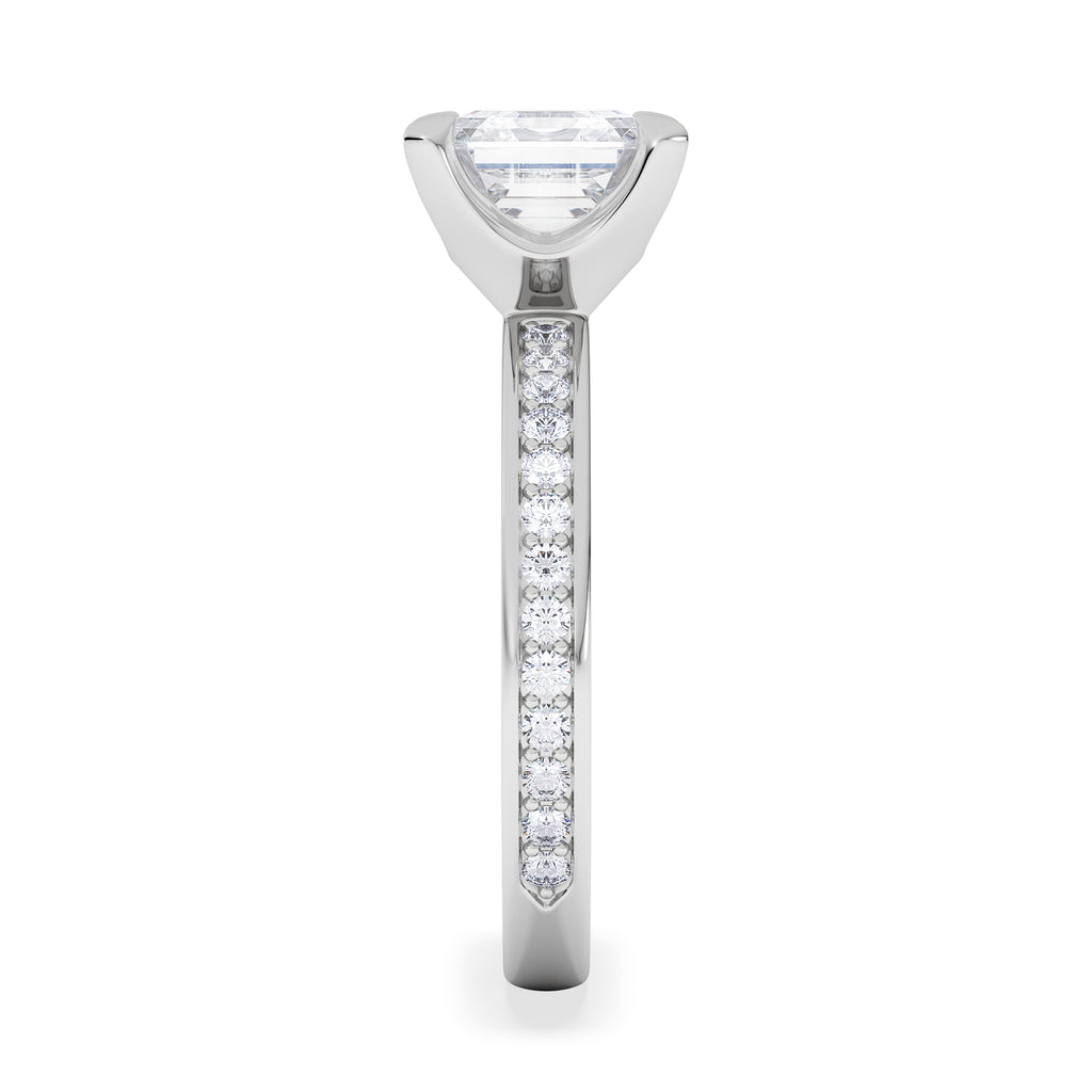 Origin 2.25ct Asscher Cut Lab Diamond Solitaire Engagement Ring with Side Stones in Platinum
