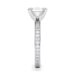 Origin 2.25ct Asscher Cut Lab Diamond Solitaire Engagement Ring with Side Stones in Platinum