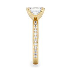 Origin 2.25ct Asscher Cut Lab Diamond Solitaire Engagement Ring with Side Stones in 18K Yellow Gold