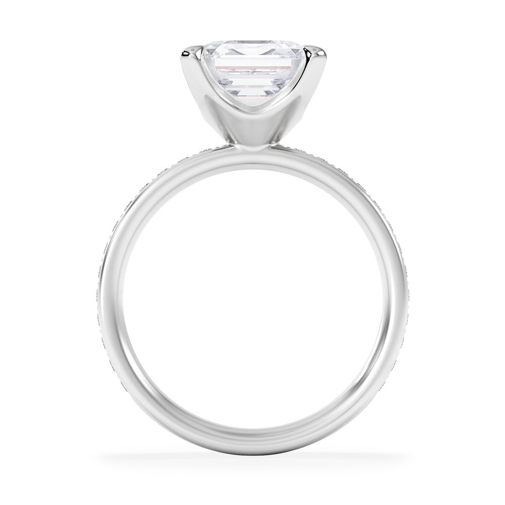 Origin 3.30ct Asscher Cut Lab Diamond Solitaire Engagement Ring with Side Stones in Platinum