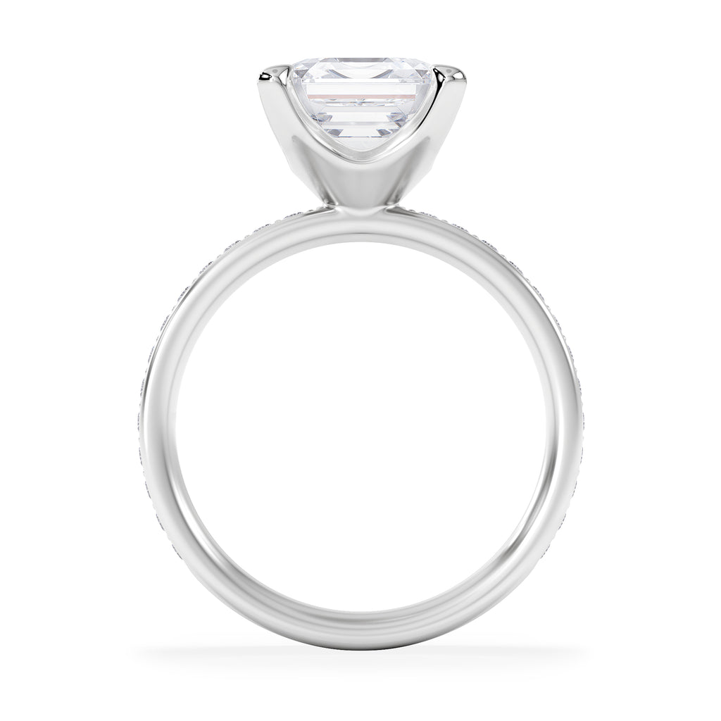 Origin 3.30ct Asscher Cut Lab Diamond Solitaire Engagement Ring with Side Stones in Platinum