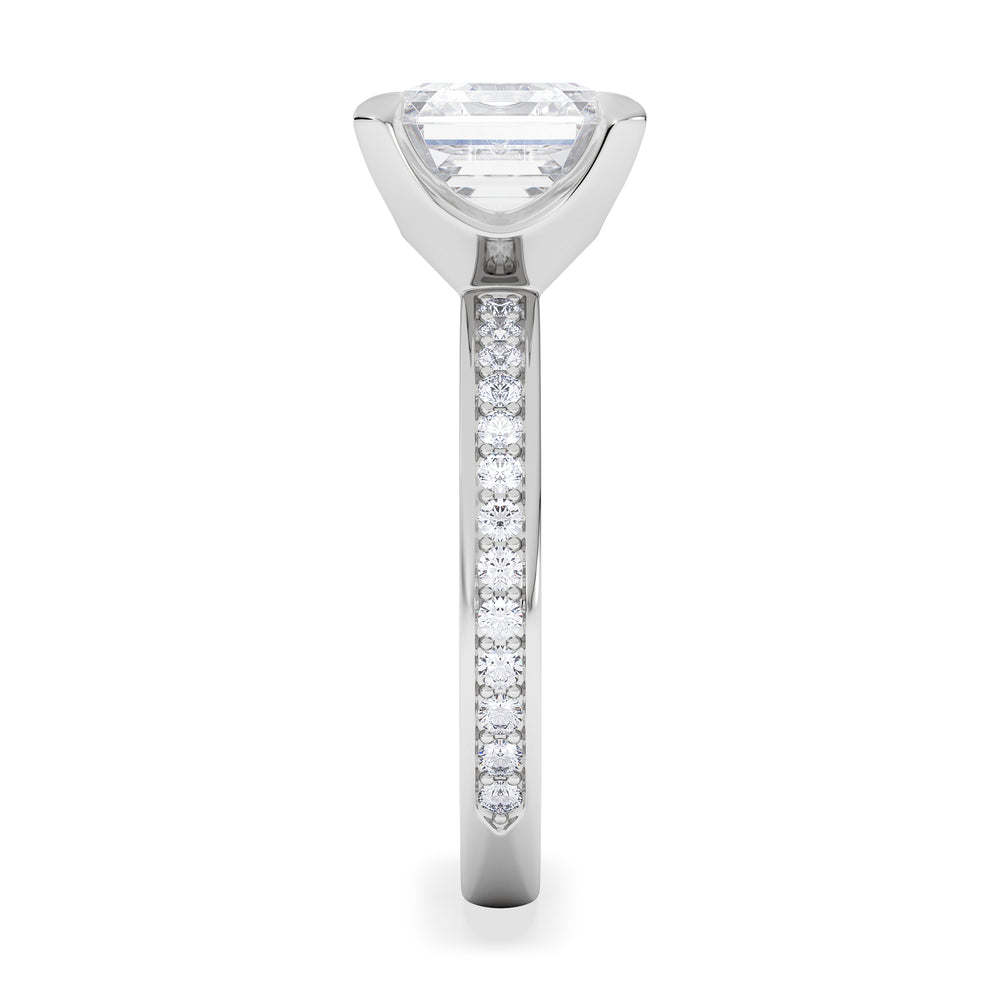 Origin 3.30ct Asscher Cut Lab Diamond Solitaire Engagement Ring with Side Stones in Platinum