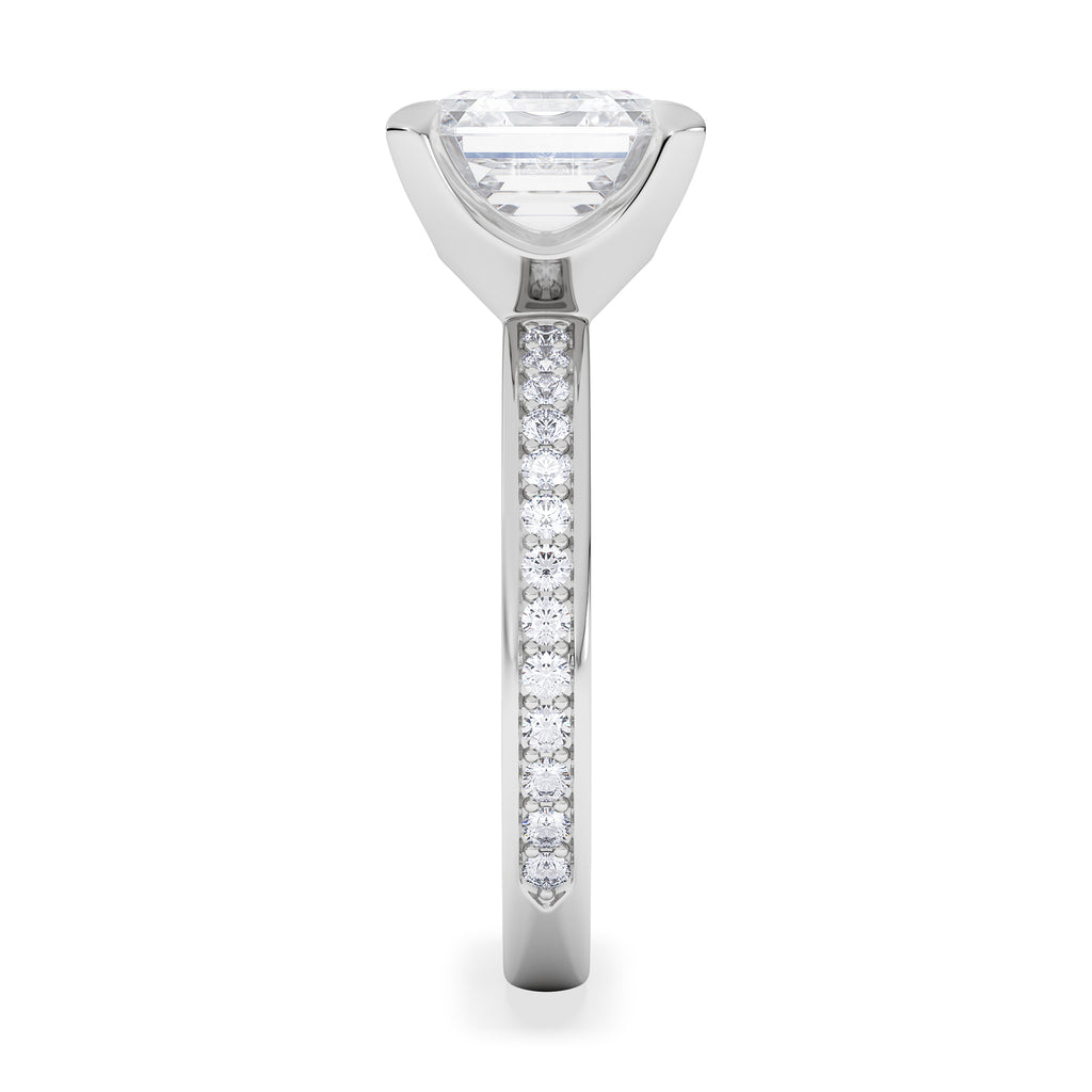 Origin 3.30ct Asscher Cut Lab Diamond Solitaire Engagement Ring with Side Stones in Platinum