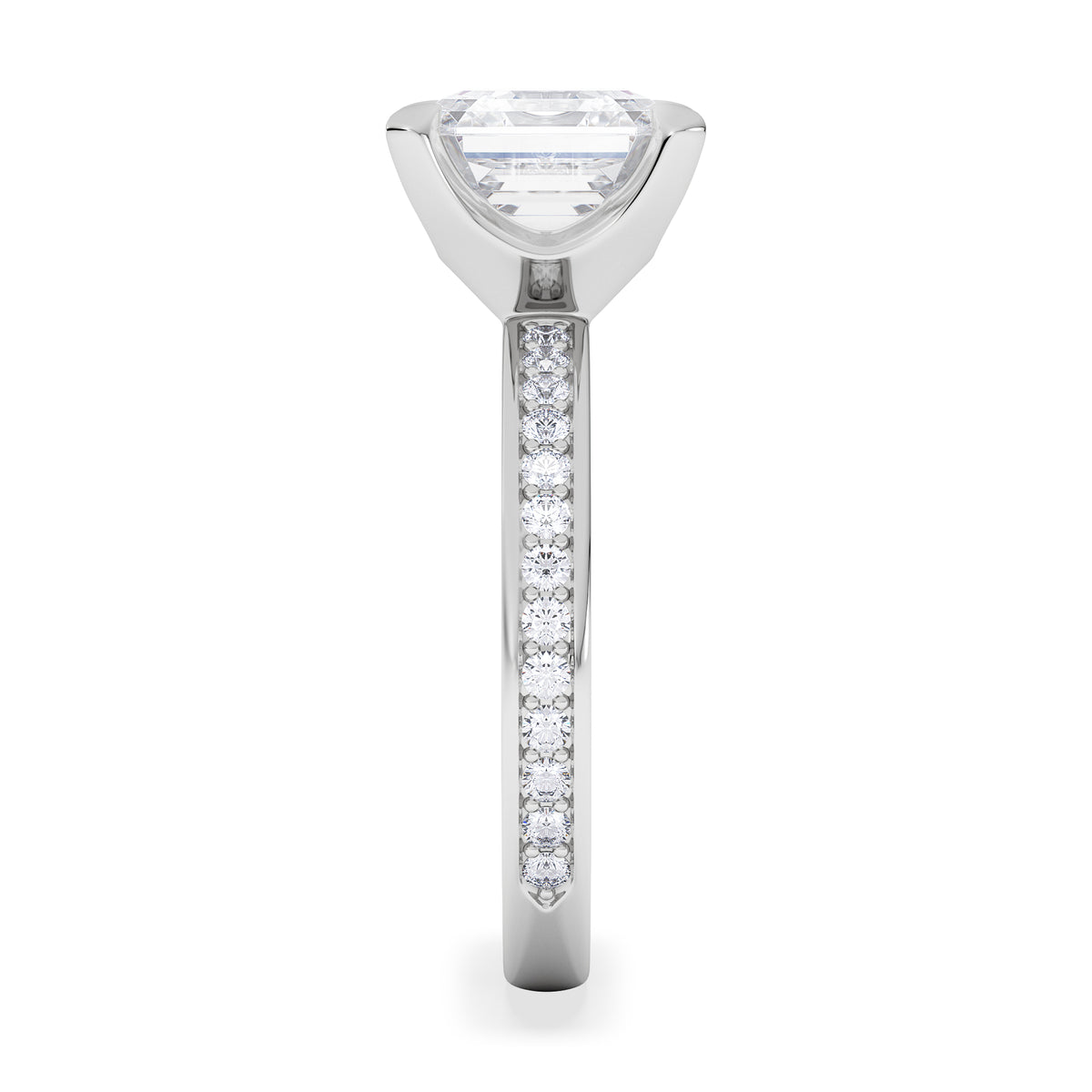 Origin 3.30ct Asscher Cut Lab Diamond Solitaire Engagement Ring with Side Stones in Platinum
