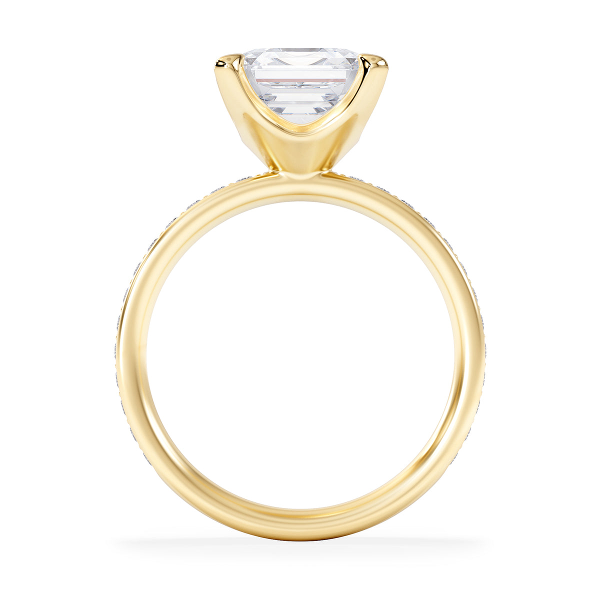 Origin 3.30ct Asscher Cut Lab Diamond Solitaire Engagement Ring with Side Stones in 18K Yellow Gold