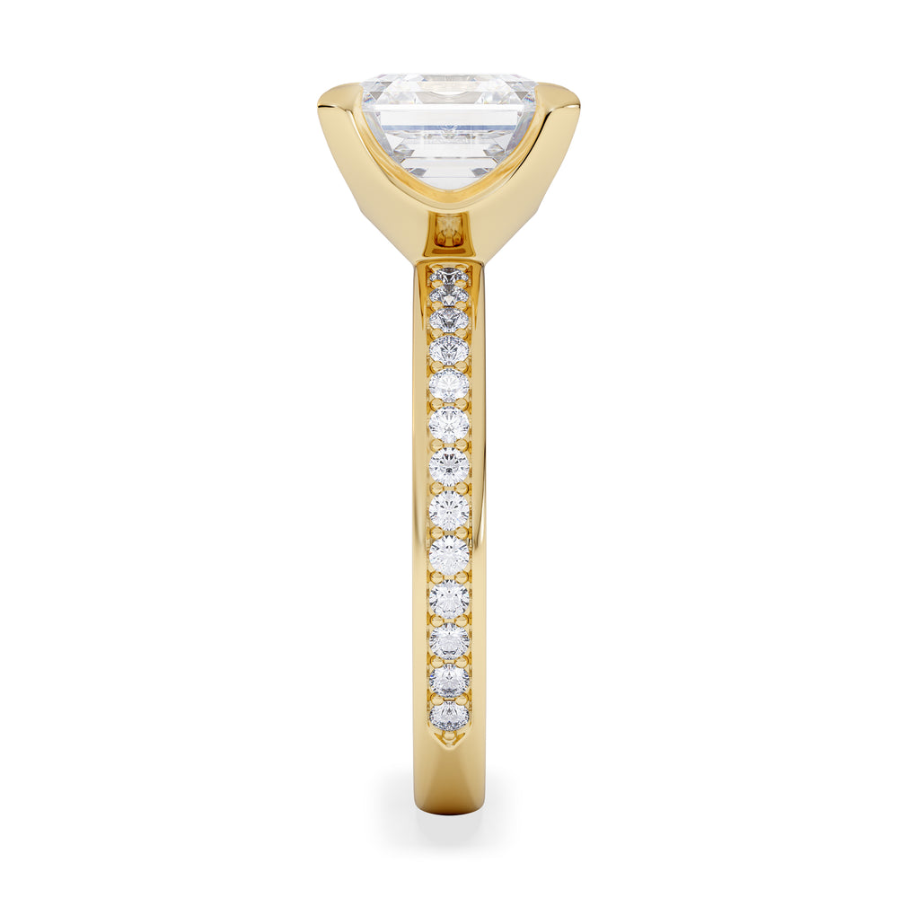 Origin 3.30ct Asscher Cut Lab Diamond Solitaire Engagement Ring with Side Stones in 18K Yellow Gold