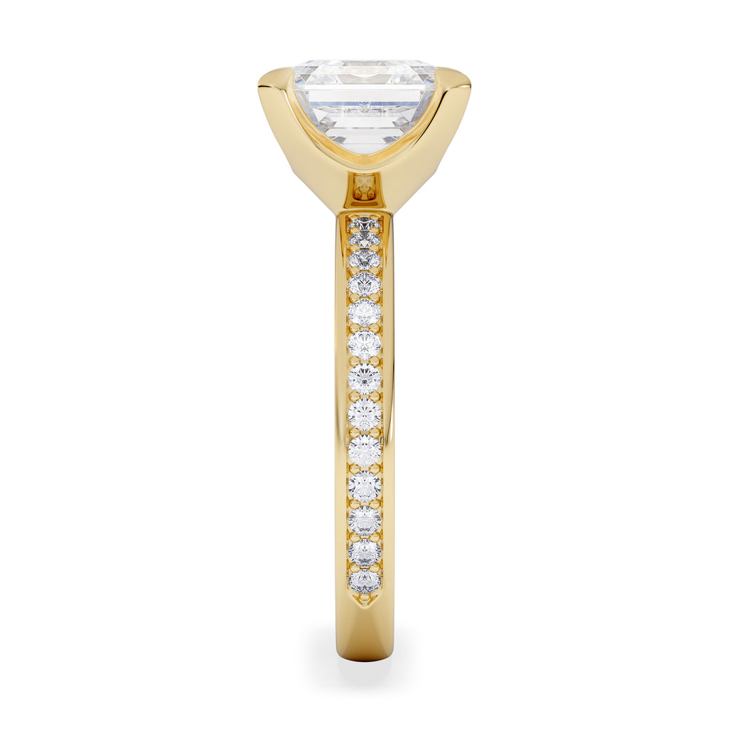 Origin 3.30ct Asscher Cut Lab Diamond Solitaire Engagement Ring with Side Stones in 18K Yellow Gold