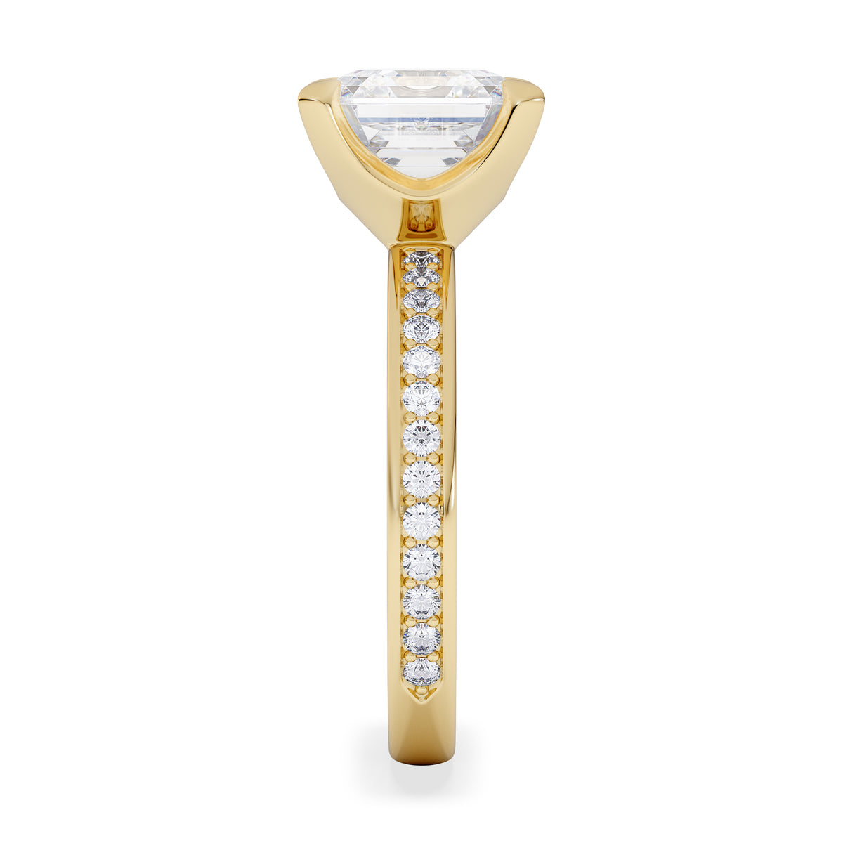 Origin 3.30ct Asscher Cut Lab Diamond Solitaire Engagement Ring with Side Stones in 18K Yellow Gold
