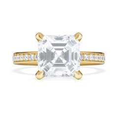 Origin 3.30ct Asscher Cut Lab Diamond Solitaire Engagement Ring with Side Stones in 18K Yellow Gold