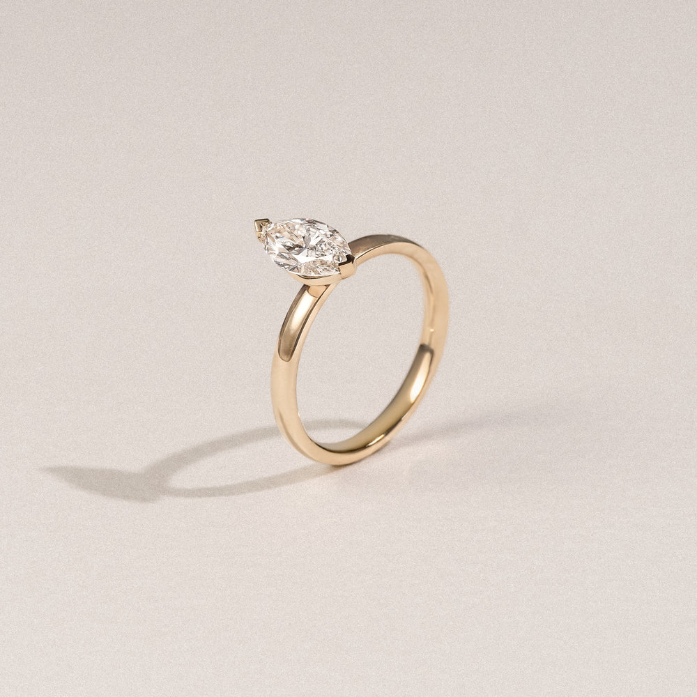 Origin 1.00ct Marquise Cut Lab Diamond Solitaire Engagement Ring in 18K Yellow Gold