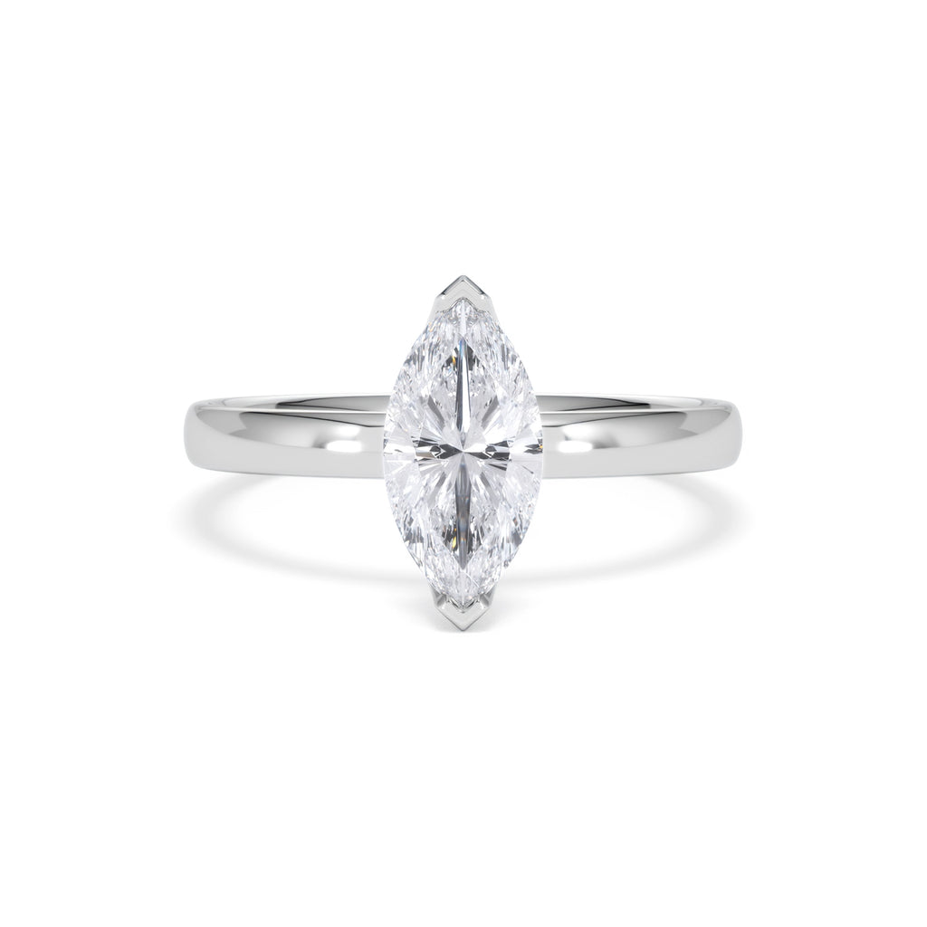 Origin 1.00ct Marquise Cut Lab Diamond Solitaire Engagement Ring in 18K White Gold