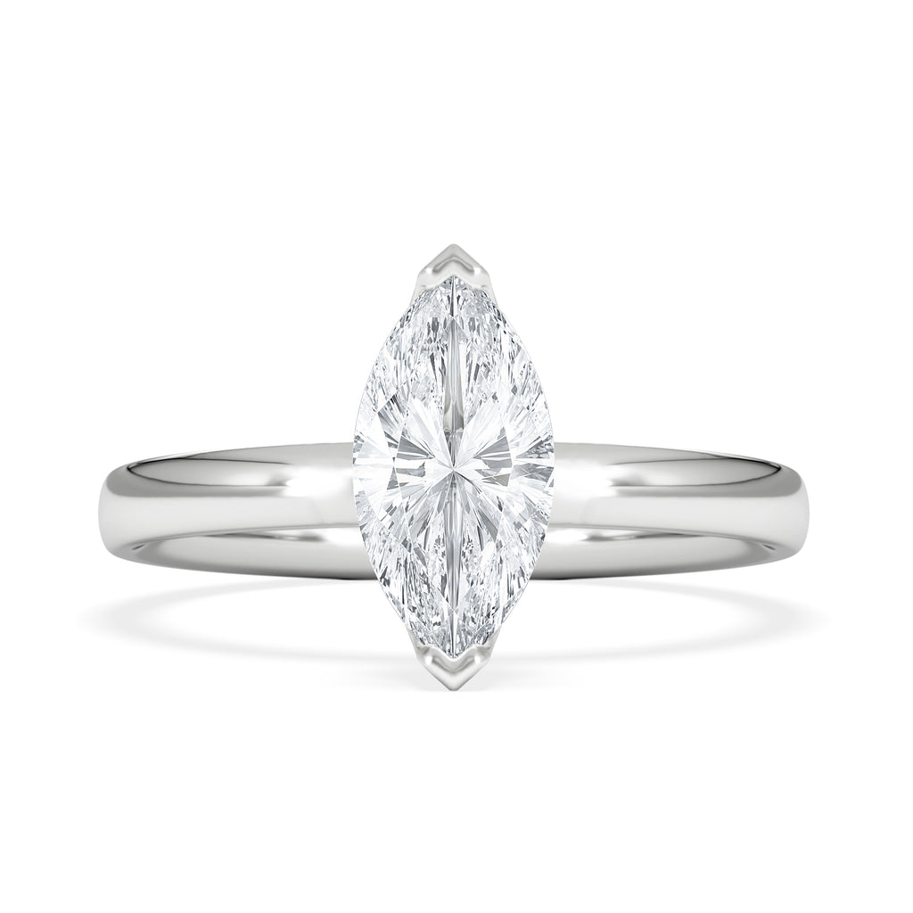 Origin 1.00ct Marquise Cut Lab Diamond Solitaire Engagement Ring in 18K White Gold