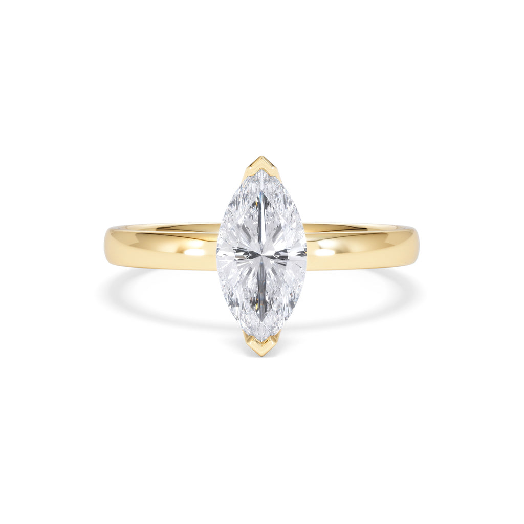 Origin 1.00ct Marquise Cut Lab Diamond Solitaire Engagement Ring in 18K Yellow Gold