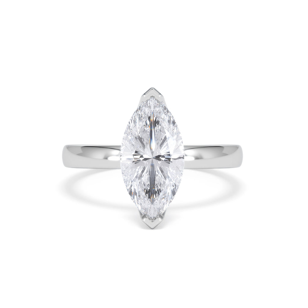 Origin 2.00ct Marquise Cut Lab Diamond Solitaire Engagement Ring in 18K White Gold