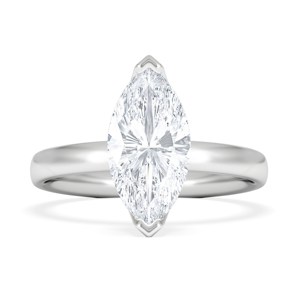 Origin 2.00ct Marquise Cut Lab Diamond Solitaire Engagement Ring in 18K White Gold