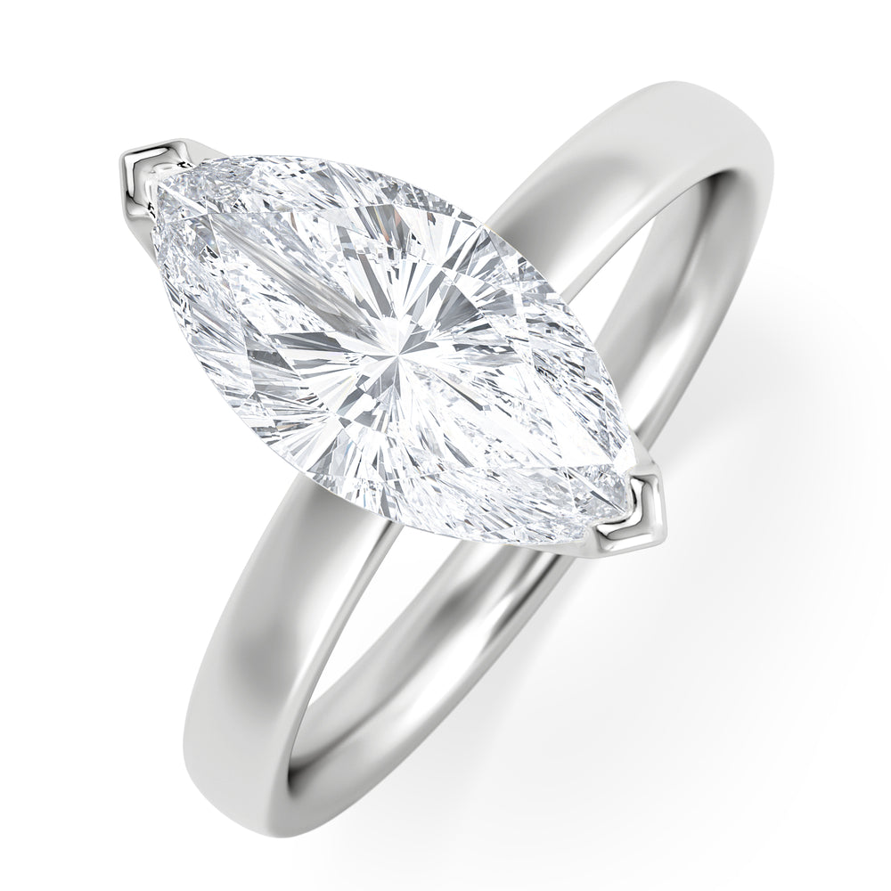 Origin 2.00ct Marquise Cut Lab Diamond Solitaire Engagement Ring in 18K White Gold