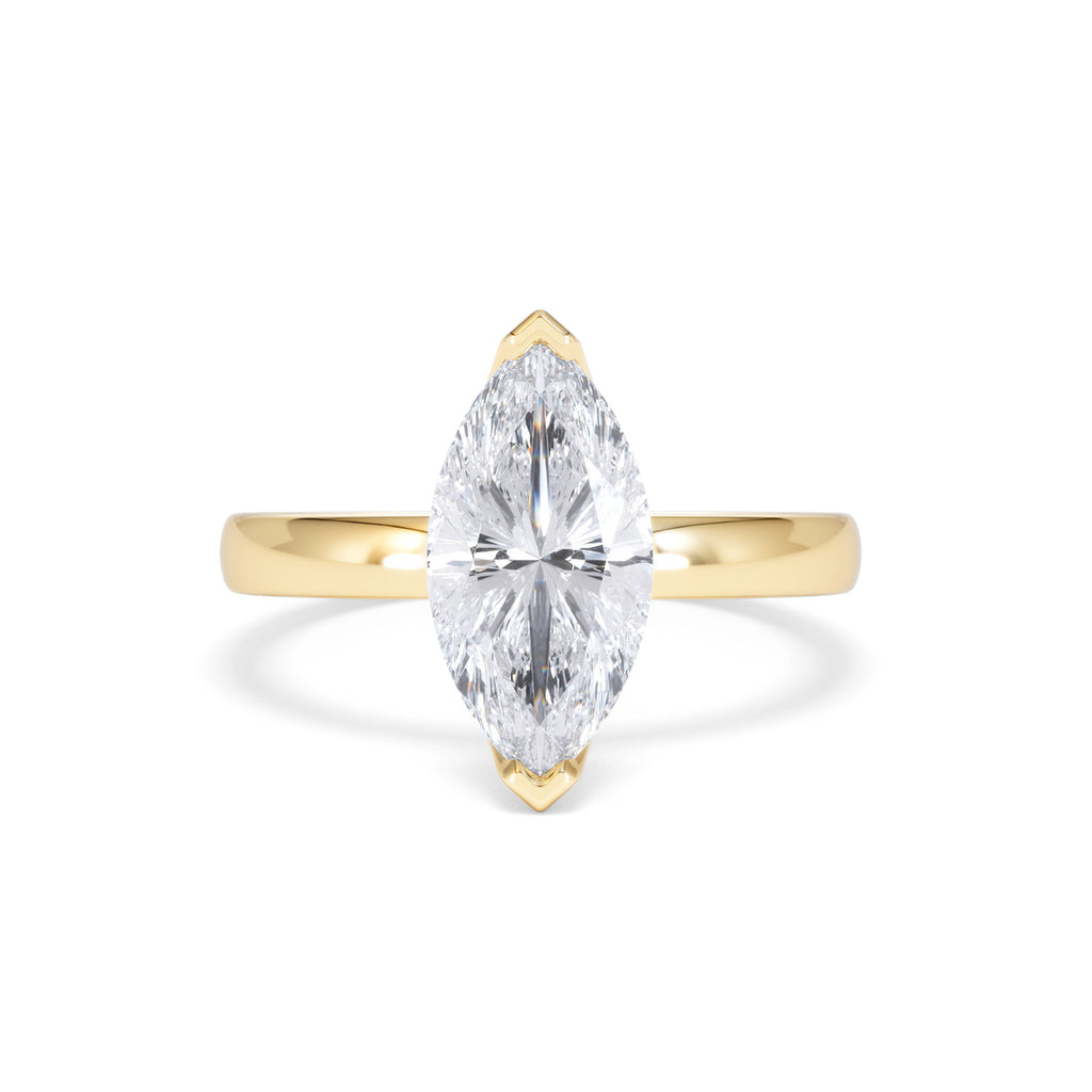 Origin 2.00ct Marquise Cut Lab Diamond Solitaire Engagement Ring in 18K Yellow Gold