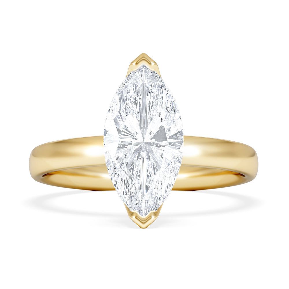 Origin 2.00ct Marquise Cut Lab Diamond Solitaire Engagement Ring in 18K Yellow Gold