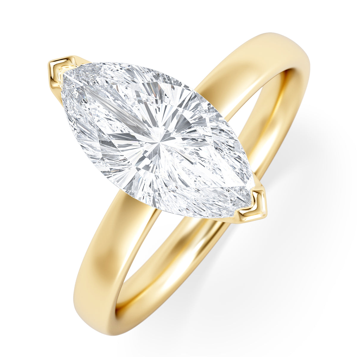 Origin 2.00ct Marquise Cut Lab Diamond Solitaire Engagement Ring in 18K Yellow Gold