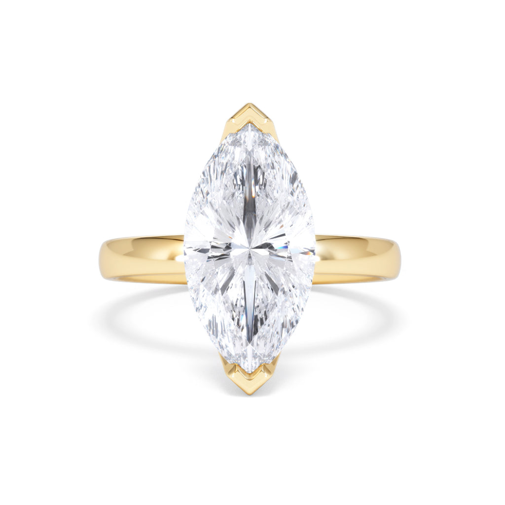 Origin 3.00ct Marquise Cut Lab Diamond Solitaire Engagement Ring in 18K Yellow Gold