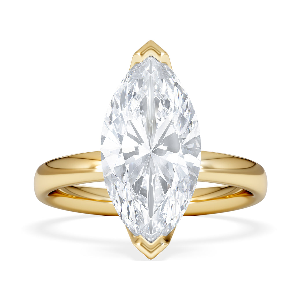 Origin 3.00ct Marquise Cut Lab Diamond Solitaire Engagement Ring in 18K Yellow Gold