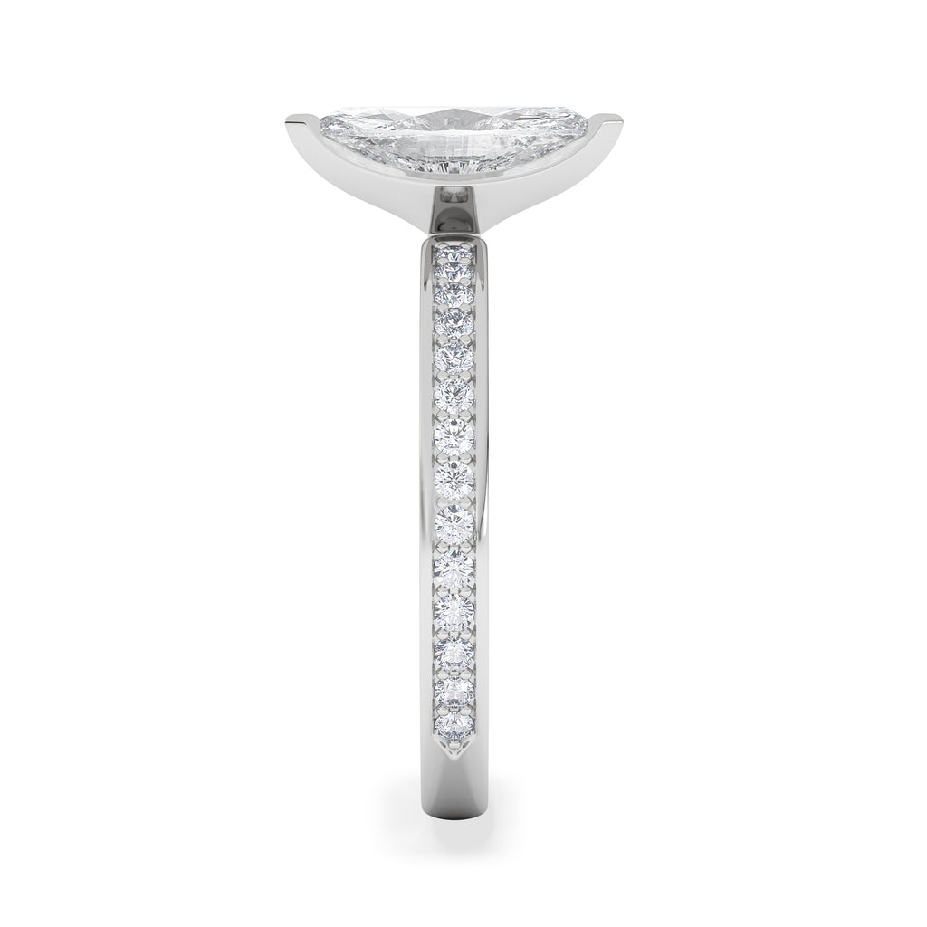 Origin 1.25ct Marquise Cut Lab Diamond Solitaire Engagement Ring with Side Stones in Platinum