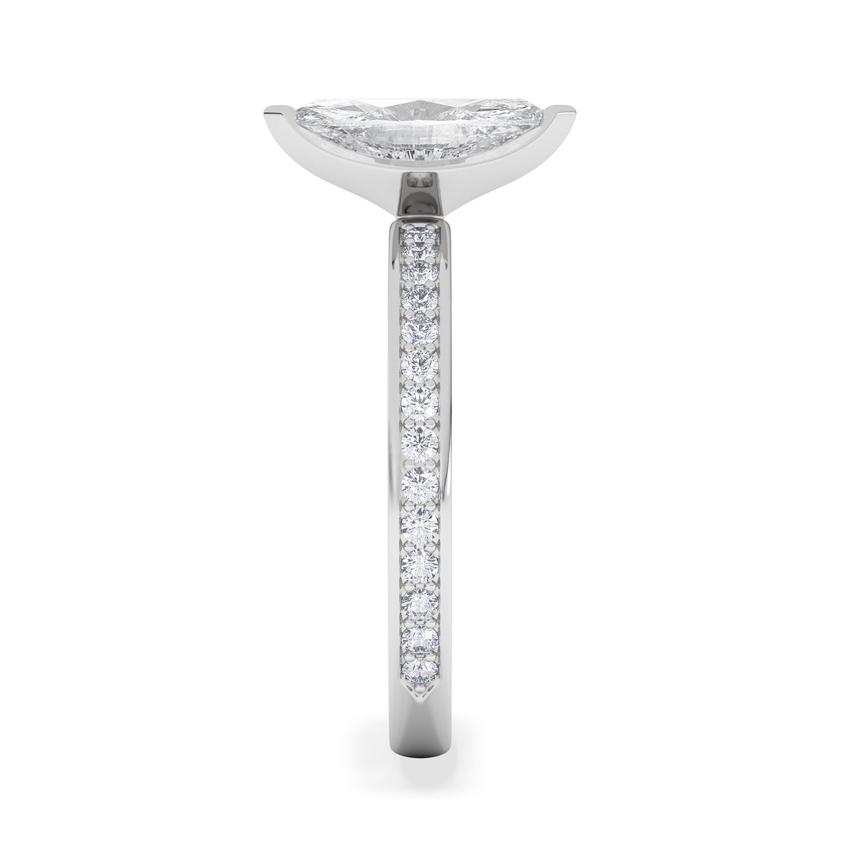 Origin 1.25ct Marquise Cut Lab Diamond Solitaire Engagement Ring with Side Stones in Platinum