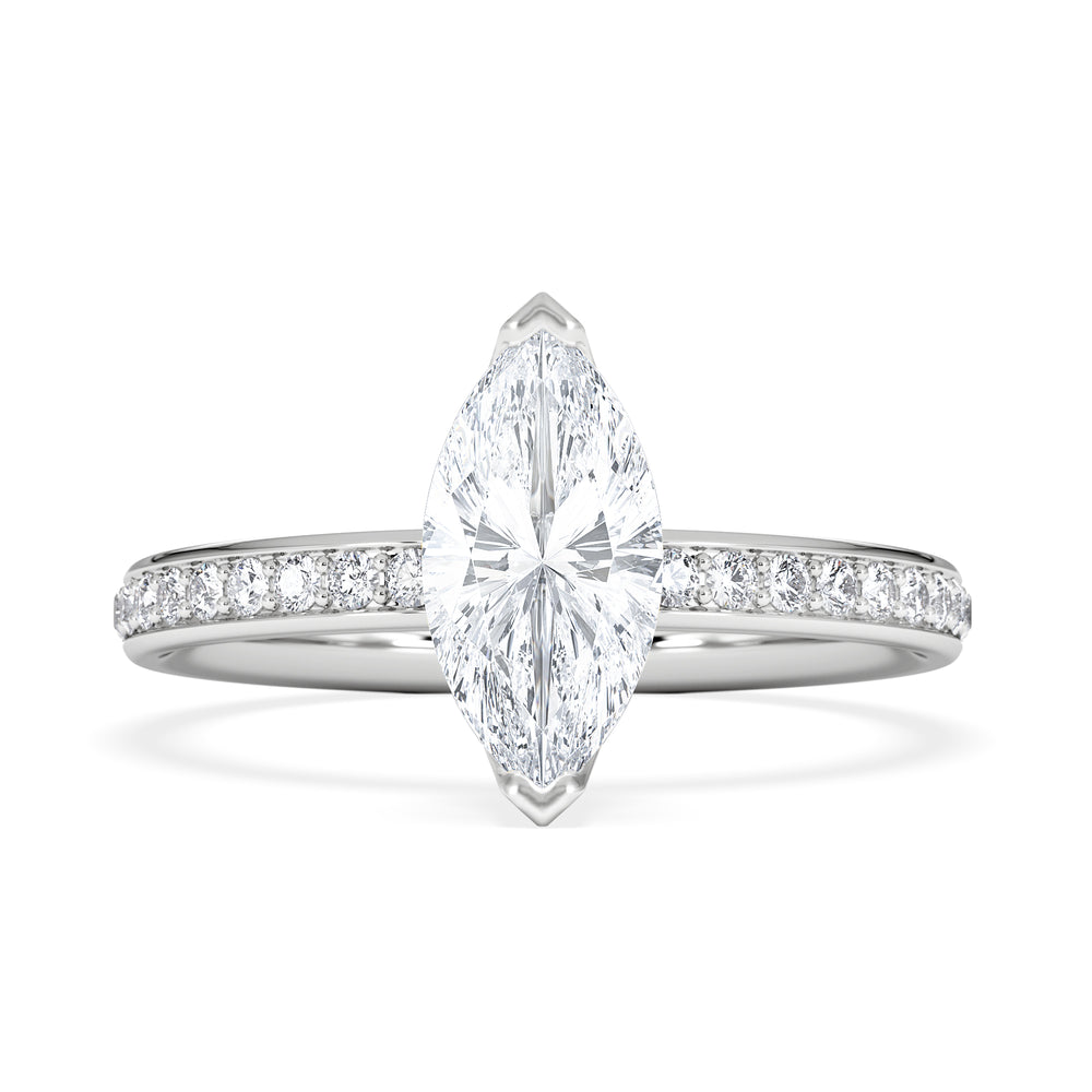 Origin 1.25ct Marquise Cut Lab Diamond Solitaire Engagement Ring with Side Stones in Platinum