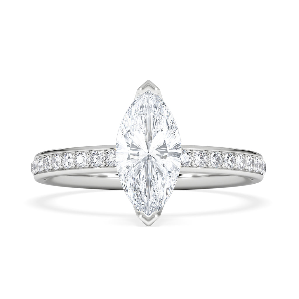 Origin 1.25ct Marquise Cut Lab Diamond Solitaire Engagement Ring with Side Stones in Platinum
