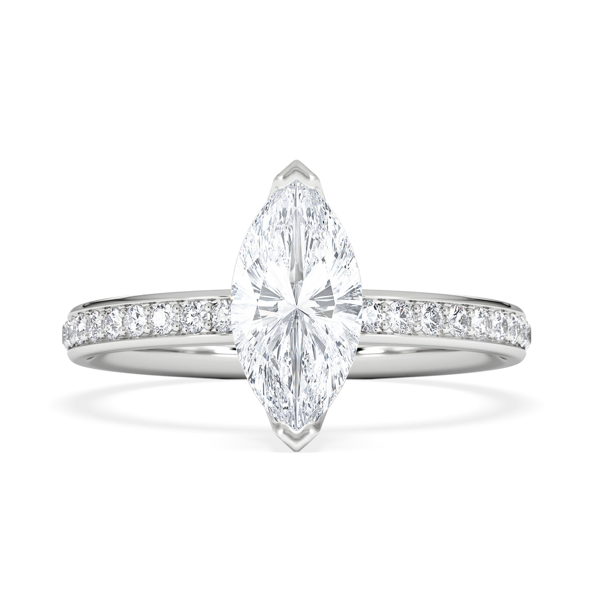 Origin 1.25ct Marquise Cut Lab Diamond Solitaire Engagement Ring with Side Stones in Platinum