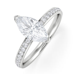 Origin 1.25ct Marquise Cut Lab Diamond Solitaire Engagement Ring with Side Stones in Platinum