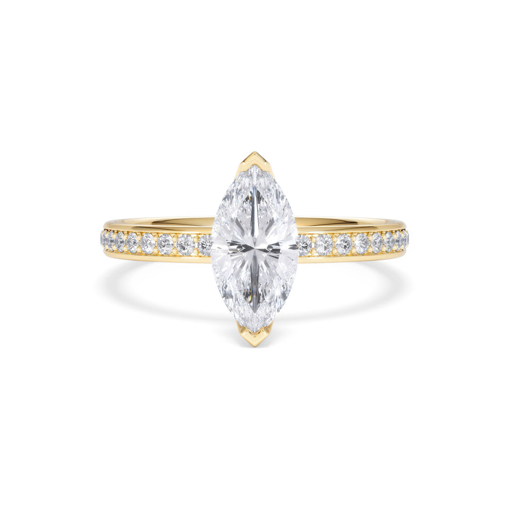Origin 1.25ct Marquise Cut Lab Diamond Solitaire Engagement Ring with Side Stones in 18K Yellow Gold