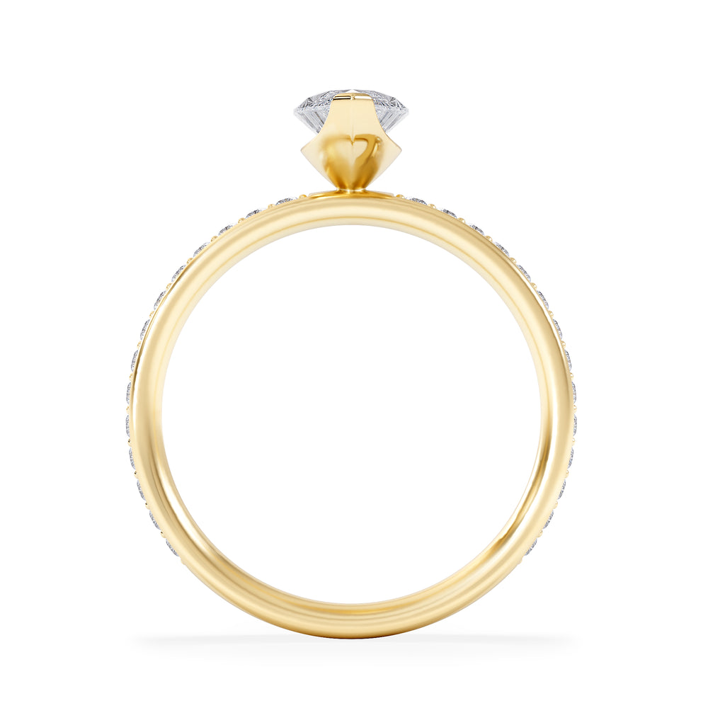 Origin 1.25ct Marquise Cut Lab Diamond Solitaire Engagement Ring with Side Stones in 18K Yellow Gold