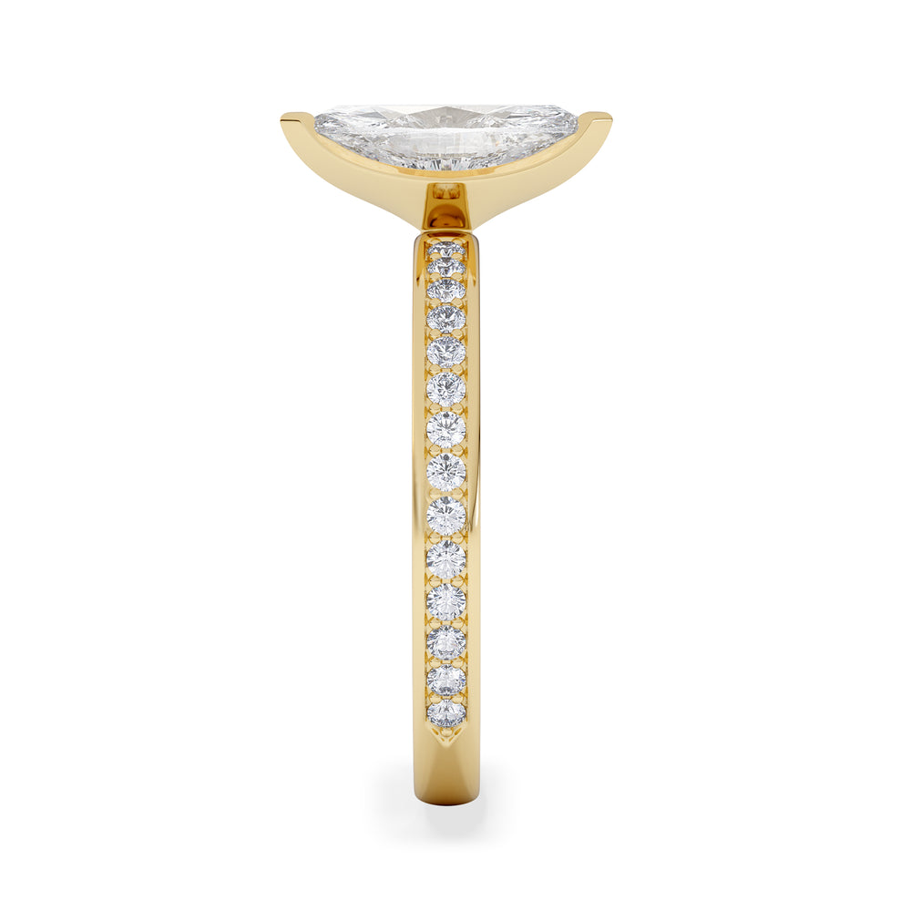 Origin 1.25ct Marquise Cut Lab Diamond Solitaire Engagement Ring with Side Stones in 18K Yellow Gold