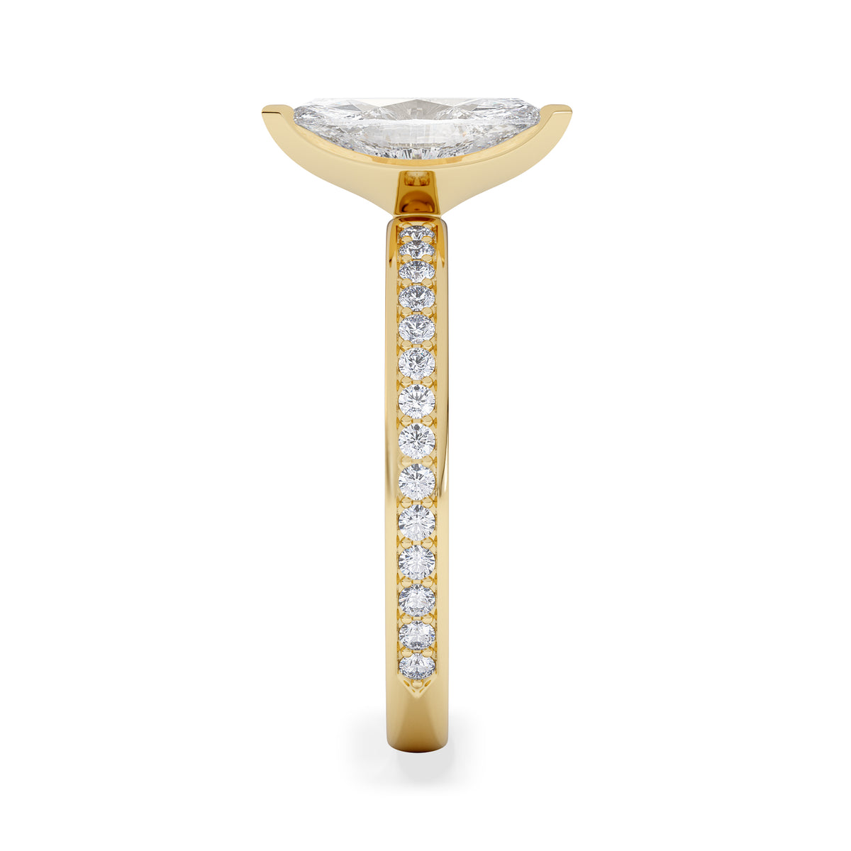 Origin 1.25ct Marquise Cut Lab Diamond Solitaire Engagement Ring with Side Stones in 18K Yellow Gold
