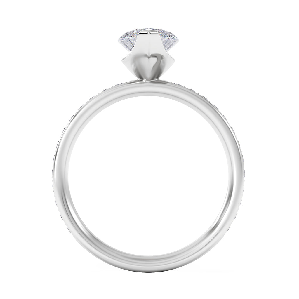 Origin 2.25ct Marquise Cut Lab Diamond Solitaire Engagement Ring with Side Stones in 18K White Gold