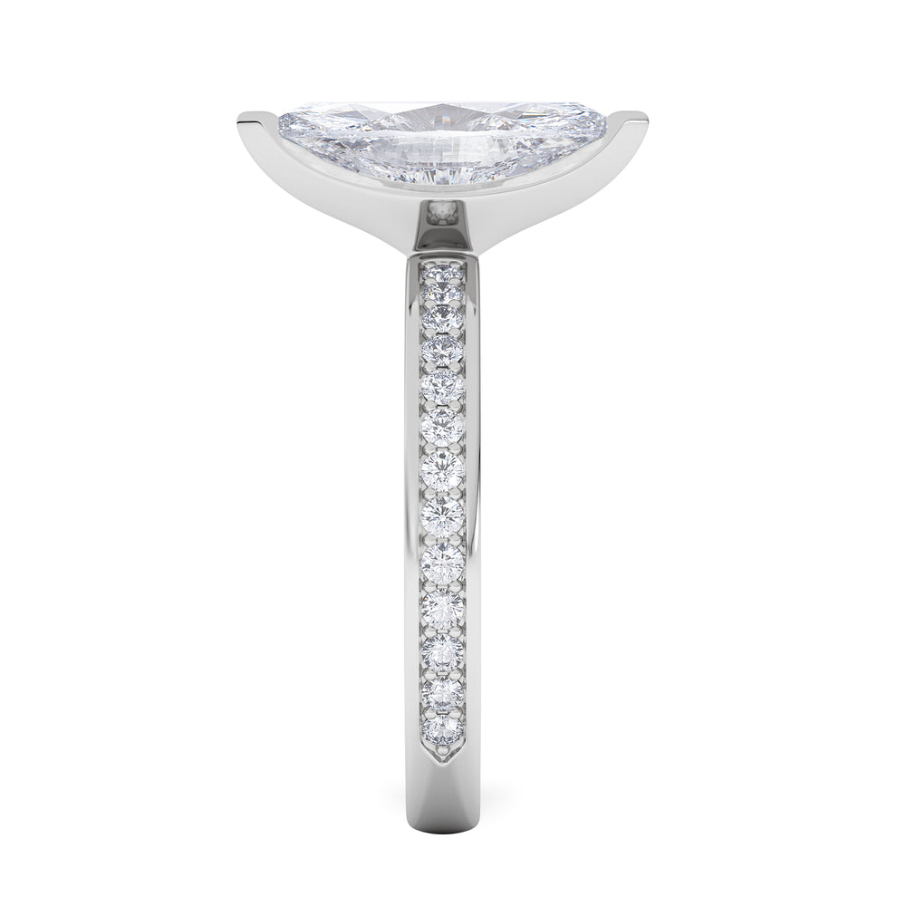 Origin 2.25ct Marquise Cut Lab Diamond Solitaire Engagement Ring with Side Stones in 18K White Gold