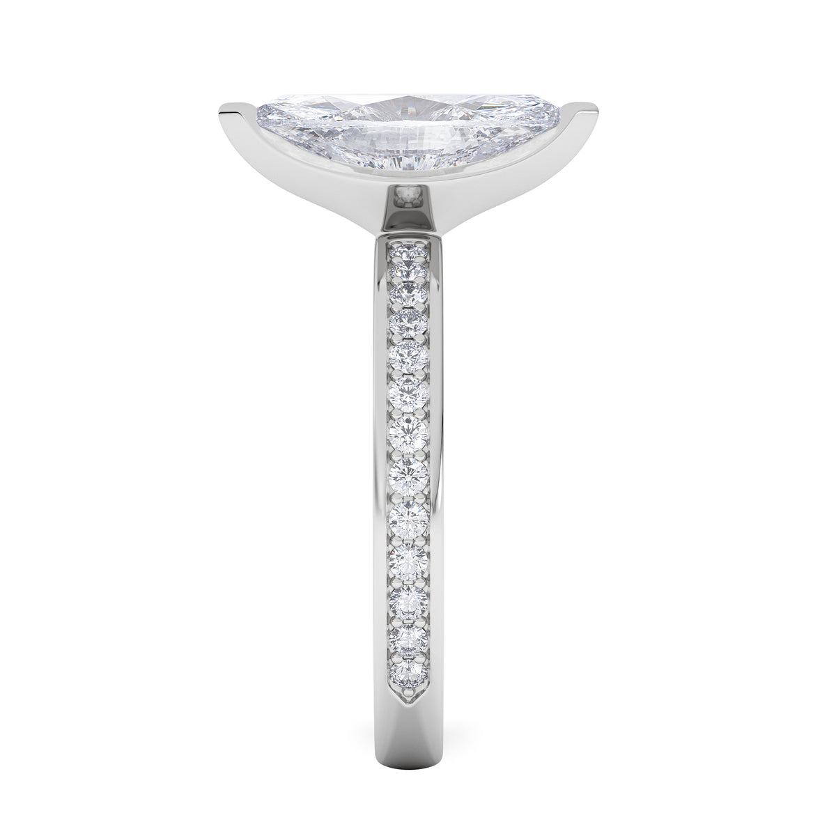 Origin 2.25ct Marquise Cut Lab Diamond Solitaire Engagement Ring with Side Stones in Platinum