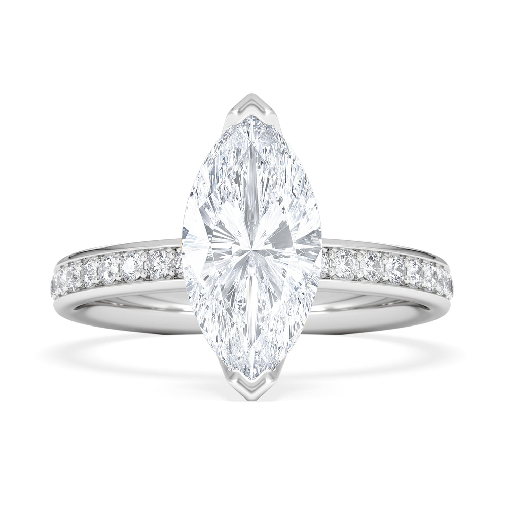Origin 2.25ct Marquise Cut Lab Diamond Solitaire Engagement Ring with Side Stones in Platinum