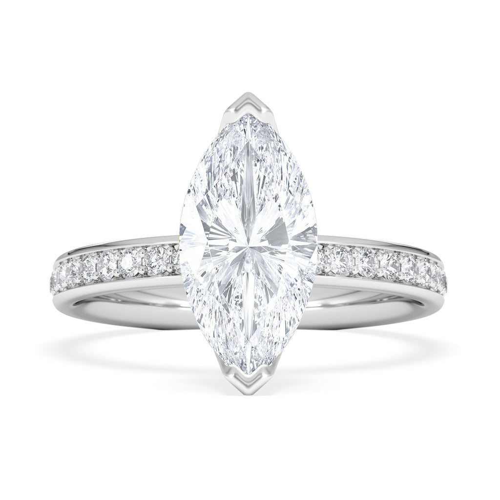 Origin 2.25ct Marquise Cut Lab Diamond Solitaire Engagement Ring with Side Stones in Platinum