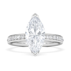 Origin 2.25ct Marquise Cut Lab Diamond Solitaire Engagement Ring with Side Stones in Platinum